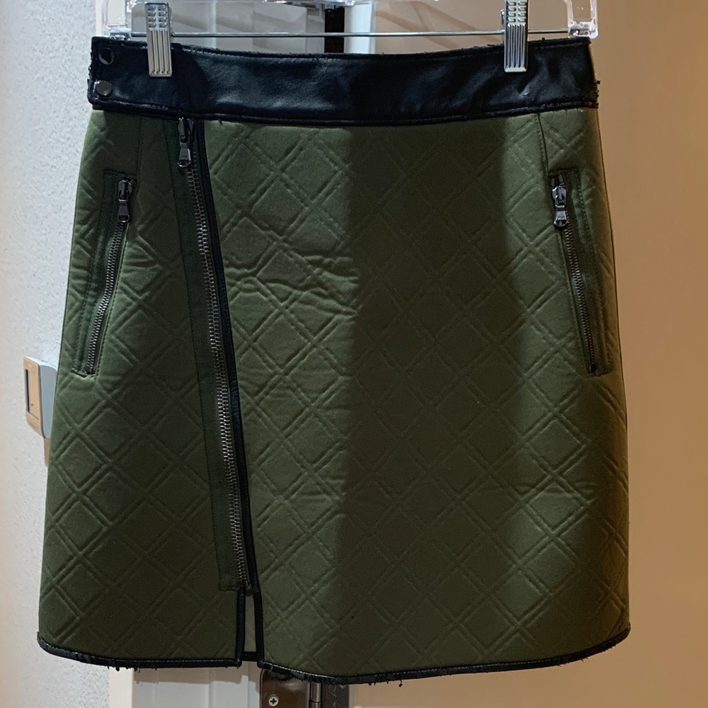 Phillip Lim Quilted Green Skirt with Black Trim